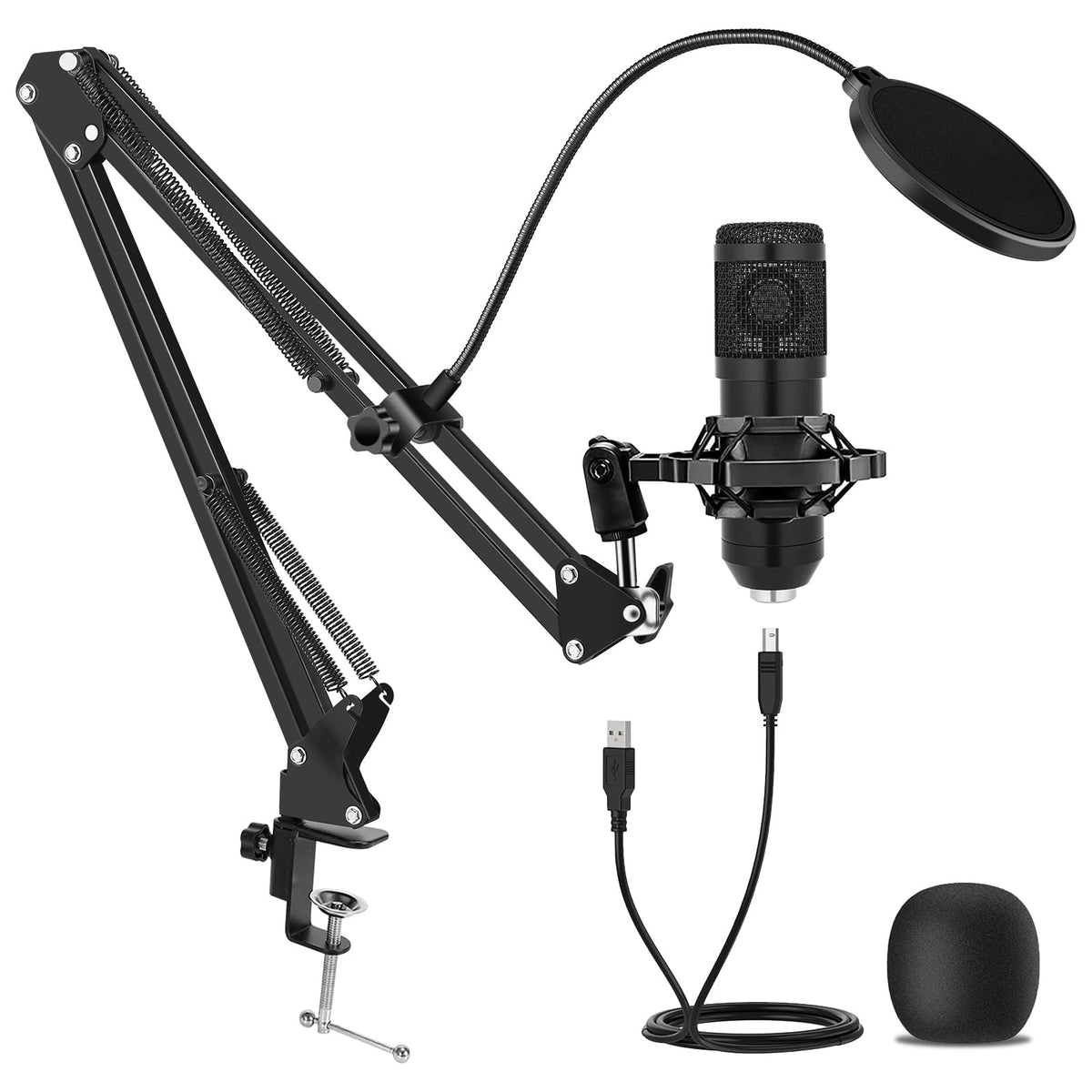 USB Condenser Microphone Kit with Boom Arm Stand Y724