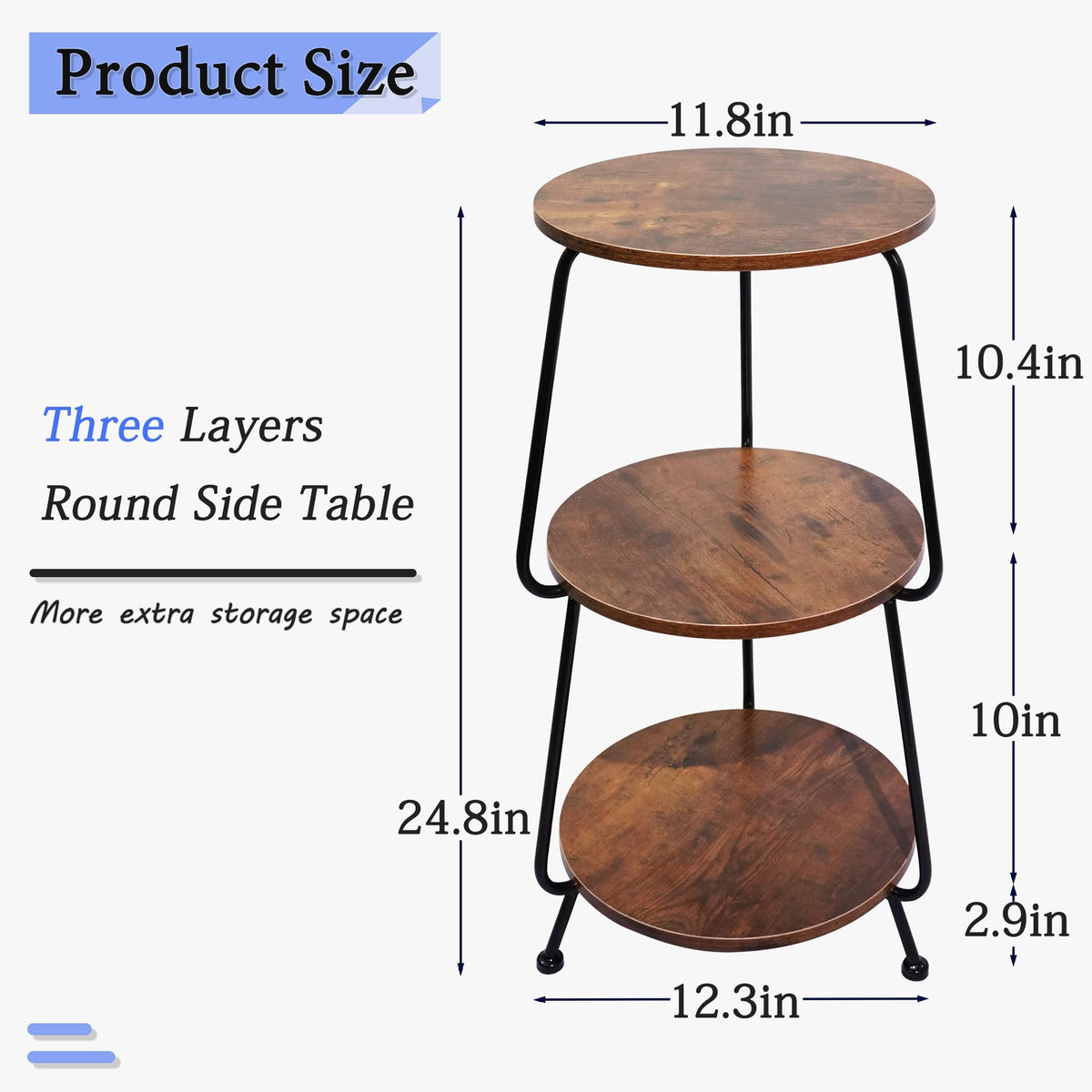 Round 3-Tier Wood Coffee Table Q918