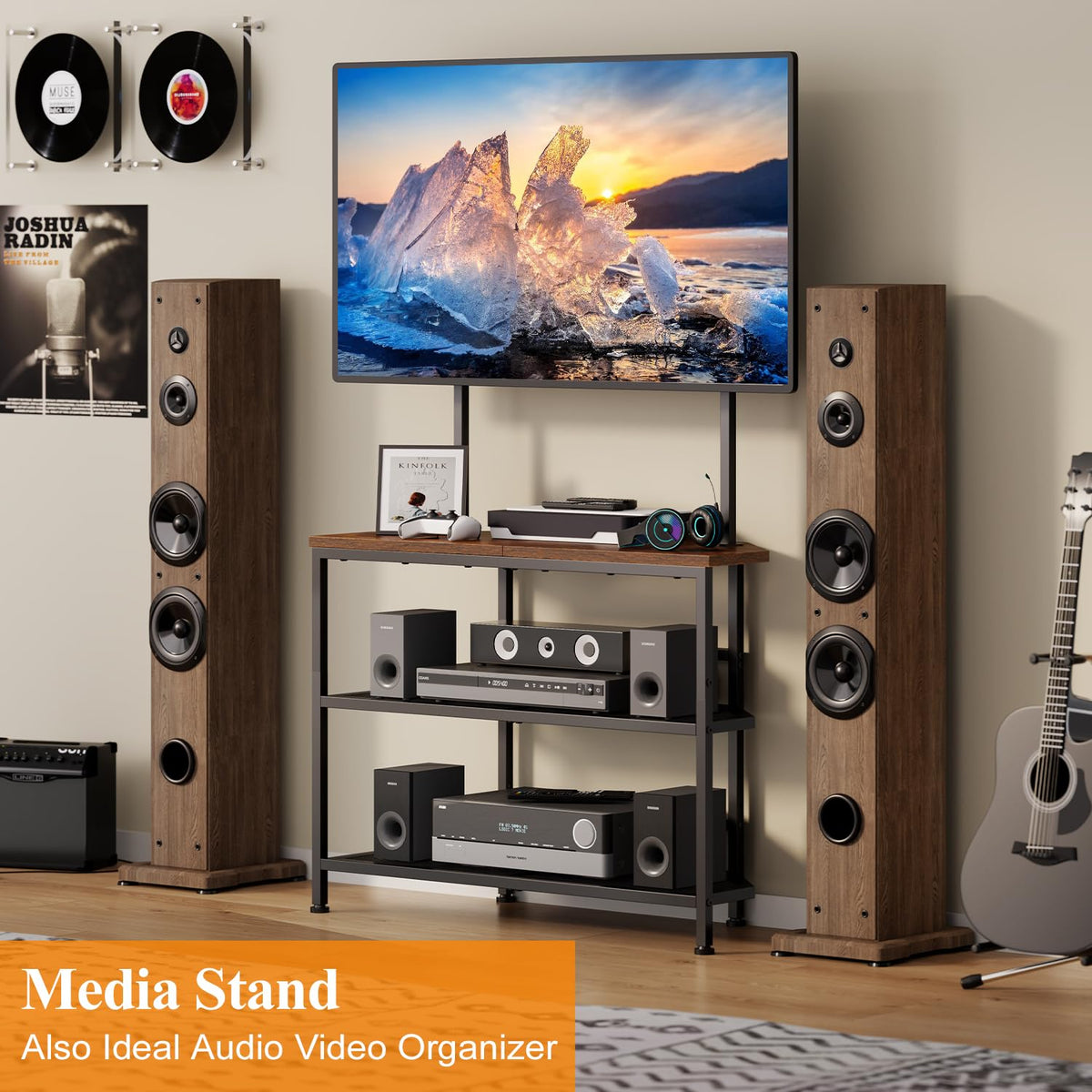 23" to 60" Corner TV Stand with Mount and Storage Shelves H53618