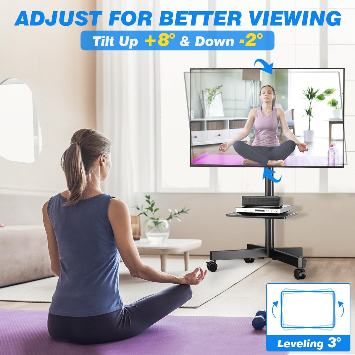 Rolling TV Stand with Shelf for 23-65 inch TVs I362