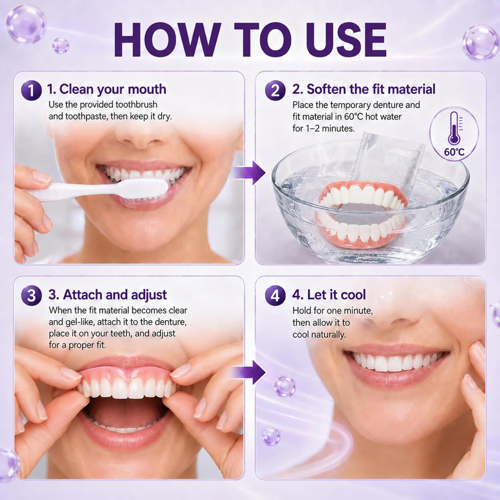 Heat Moldable Custom Fit Upper Lower False Teeth U1843