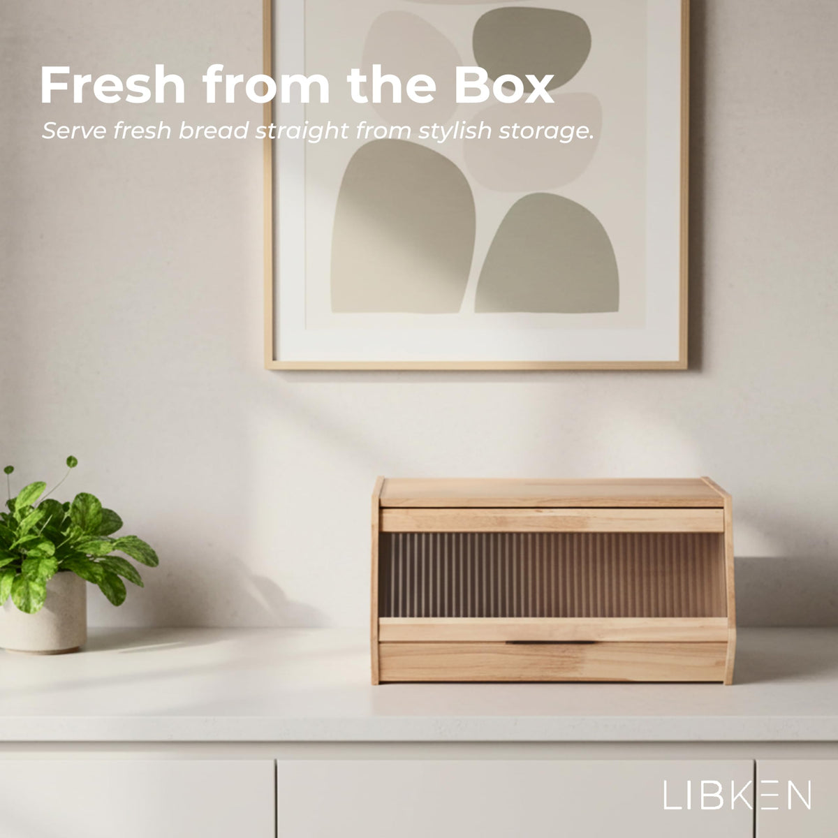 Wooden Bread Box with Plastic Lid L2826