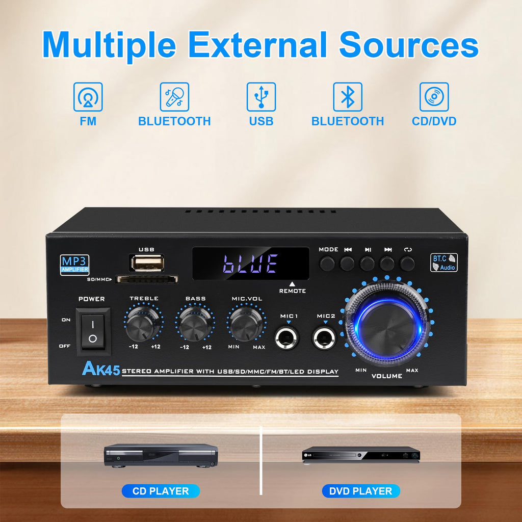 Bluetooth 5.0 Audio Amplifier 400W 2 Channel Stereo Receiver K177