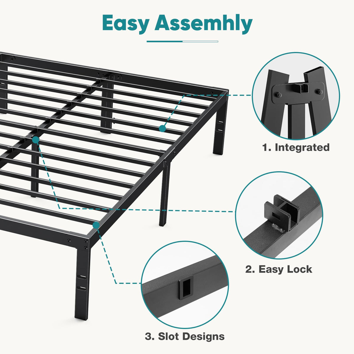 Queen 18 Inch Metal Platform Bed Frame U743327