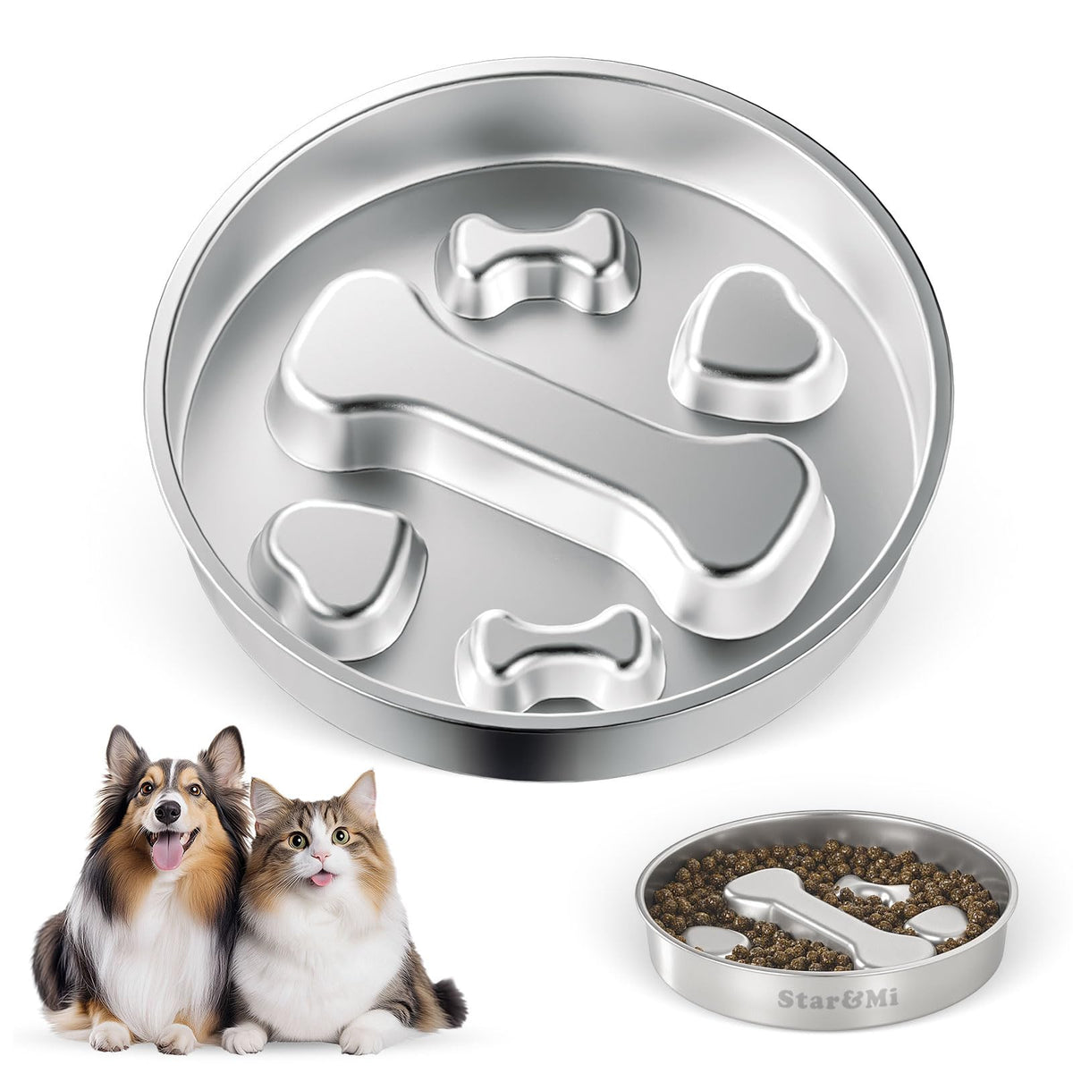 Stainless Steel Non-Slip Slow Feeder Dog Bowl Y3633