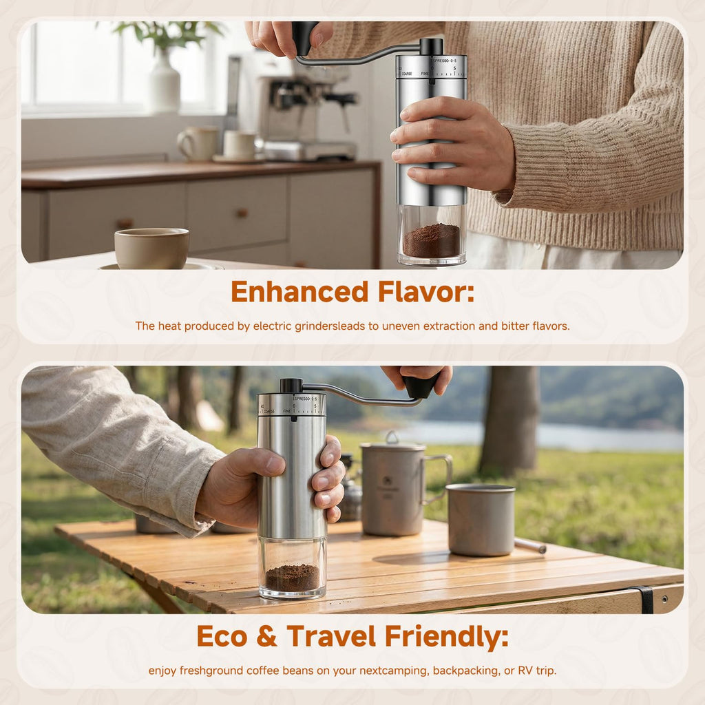Manual Stainless Steel Conical Burr Coffee Grinder with Hand Crank G69468