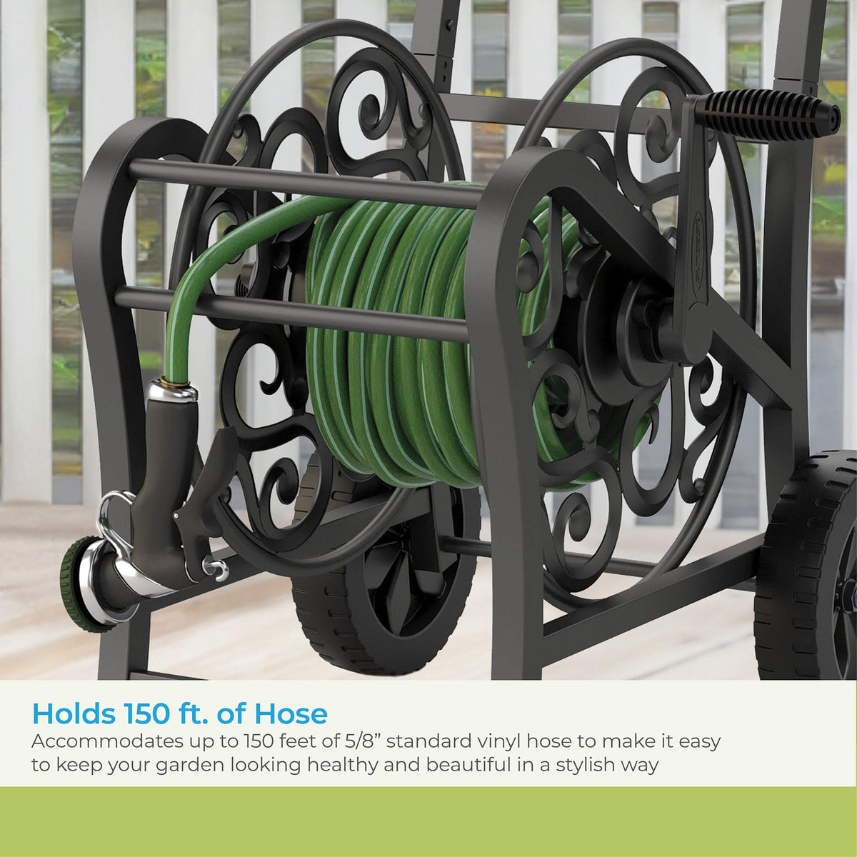 Metal 150' Hose Cart with Flat-Free Wheels A95782