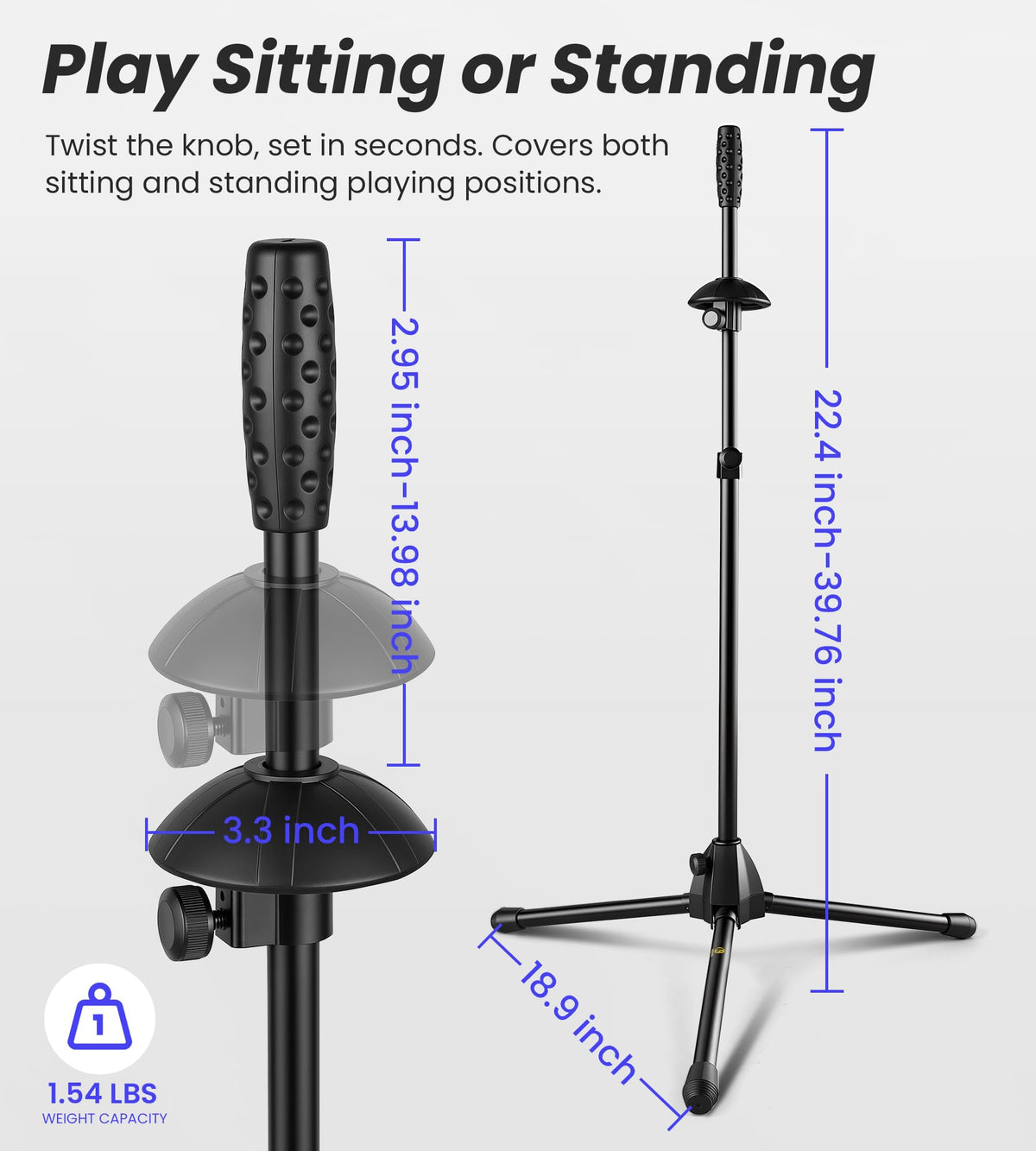 Portable Trombone Stand Adjustable Height with Bag K266