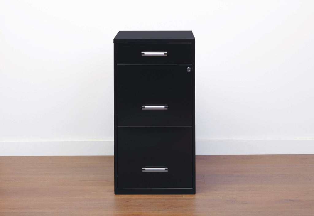 3 Drawer Metal File Cabinet with Pencil Drawer, Black W104