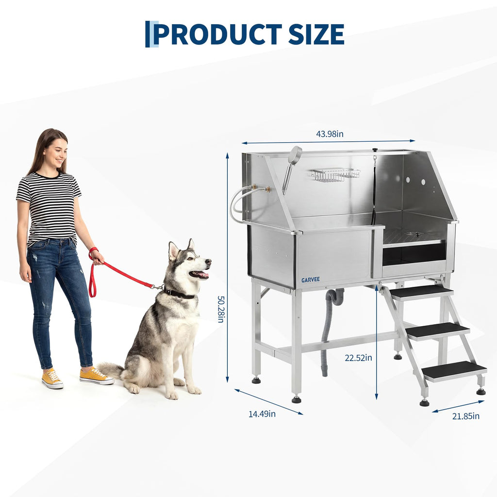 46 Inch Stainless Steel Dog Washing Station with Access Stairs N255