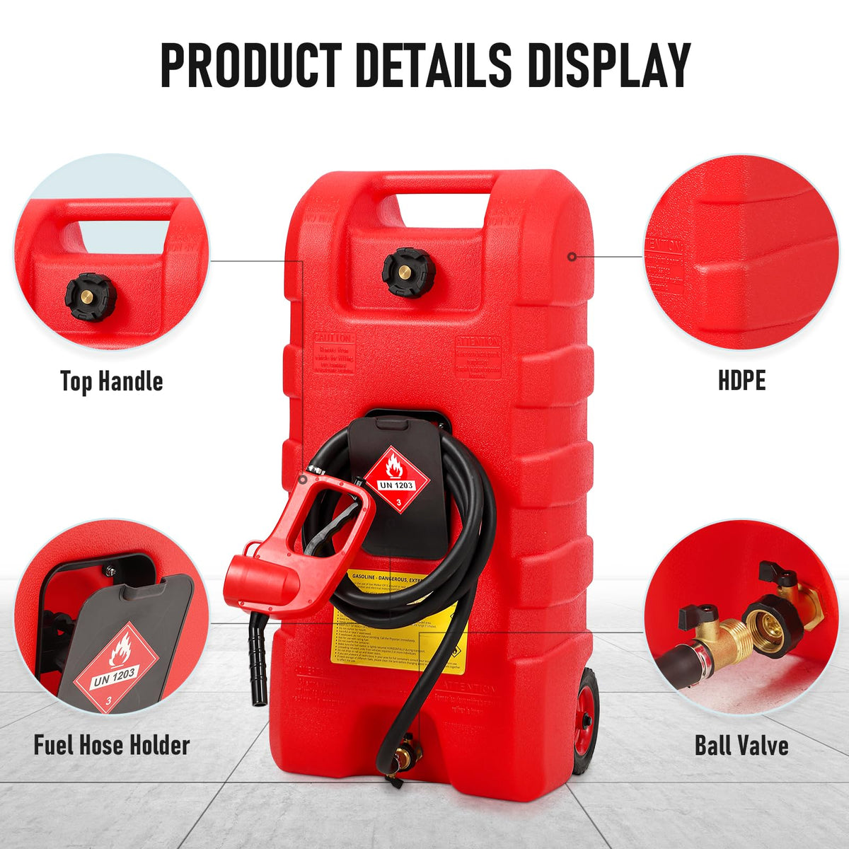 15 Gallon Wheeled Fuel Caddy with Manual Siphon Pump & 10FT Hose X332067