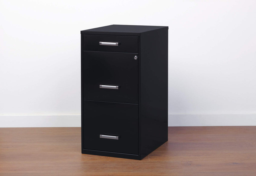 3 Drawer Metal File Cabinet with Pencil Drawer, Black W104