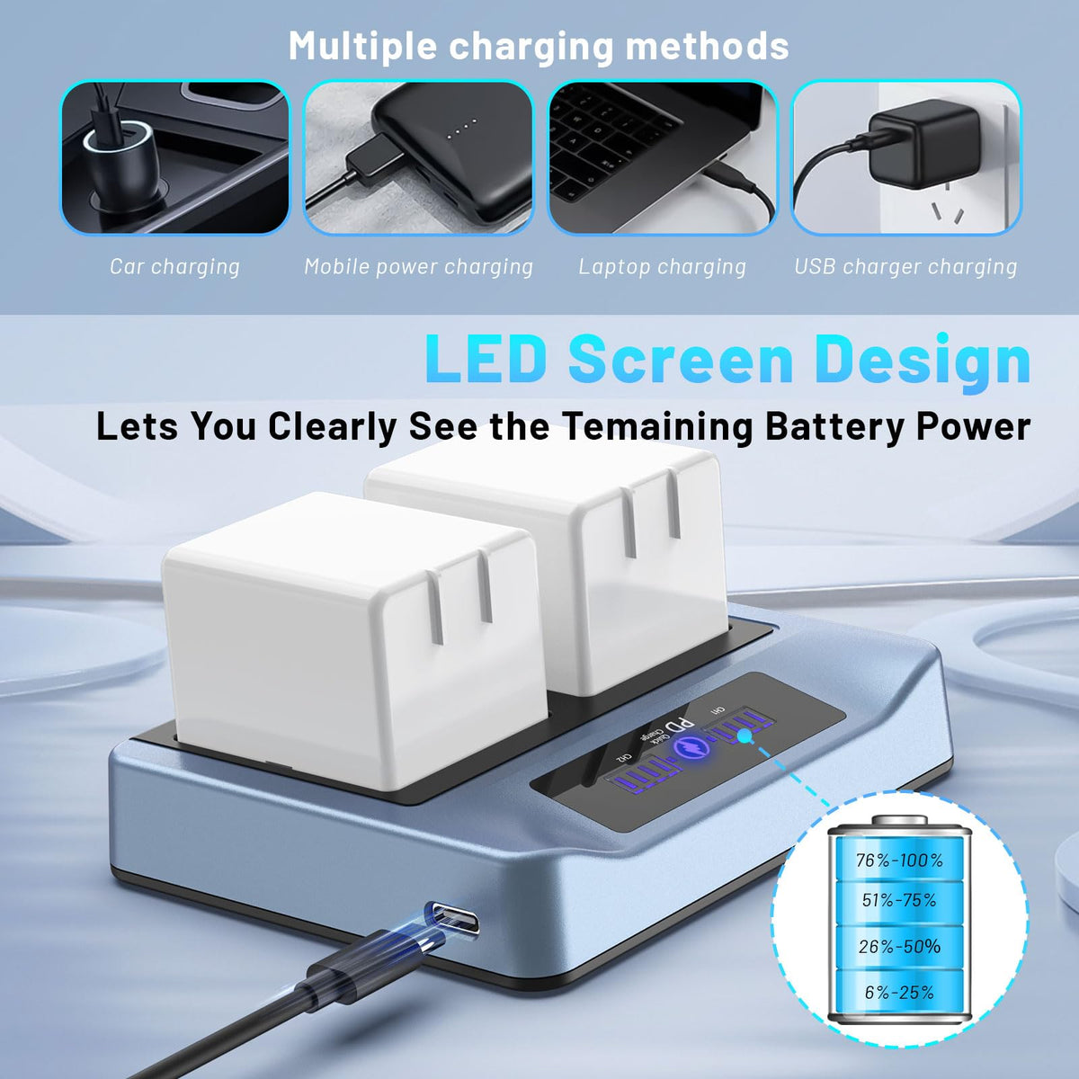 3800mAh Rechargeable Lithium Battery with Charger Station G6601