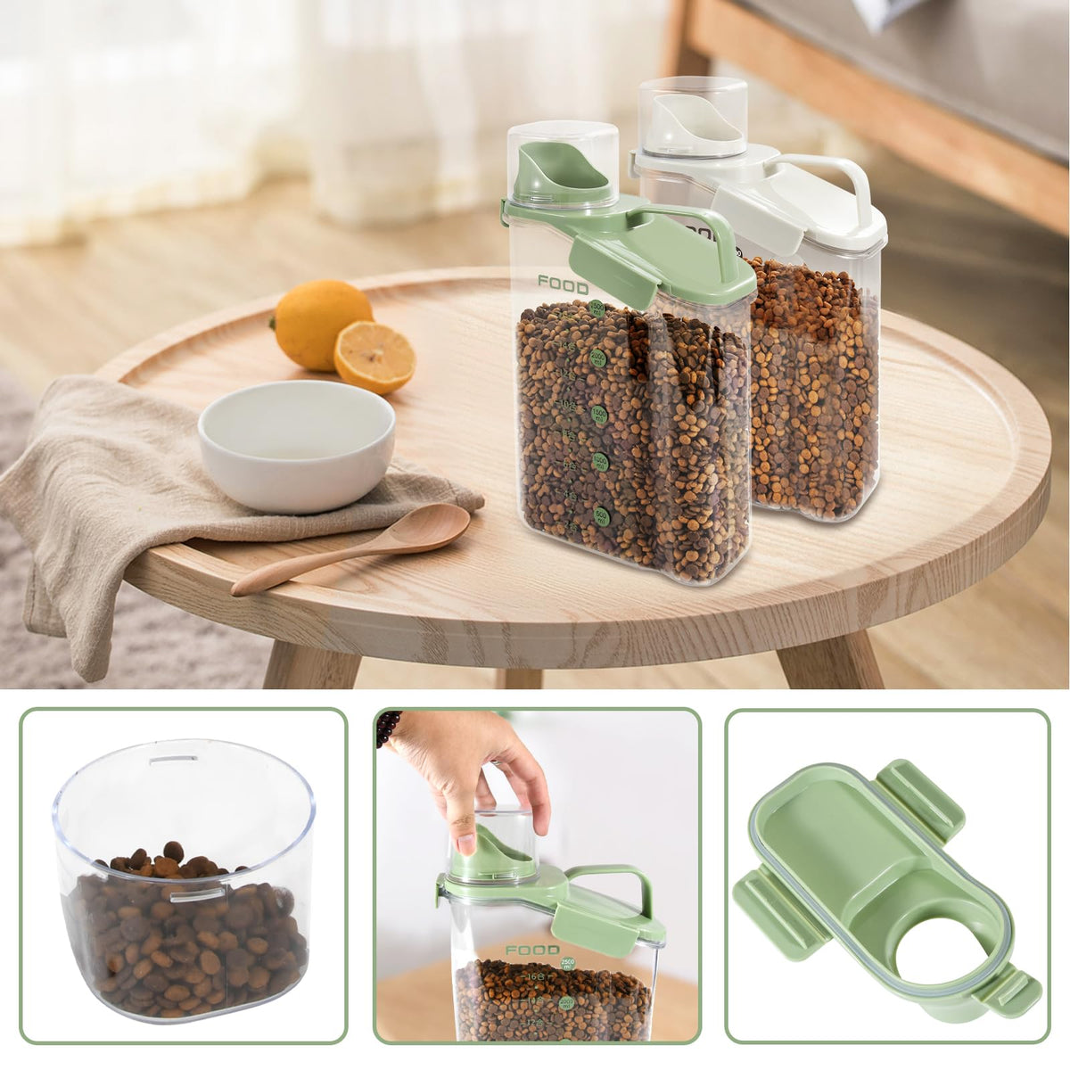 Airtight Pet Food Storage Container with Measuring Cups G455