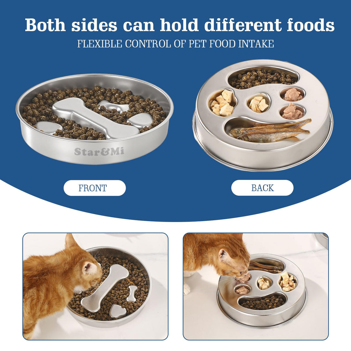 Stainless Steel Non-Slip Slow Feeder Dog Bowl Y3633