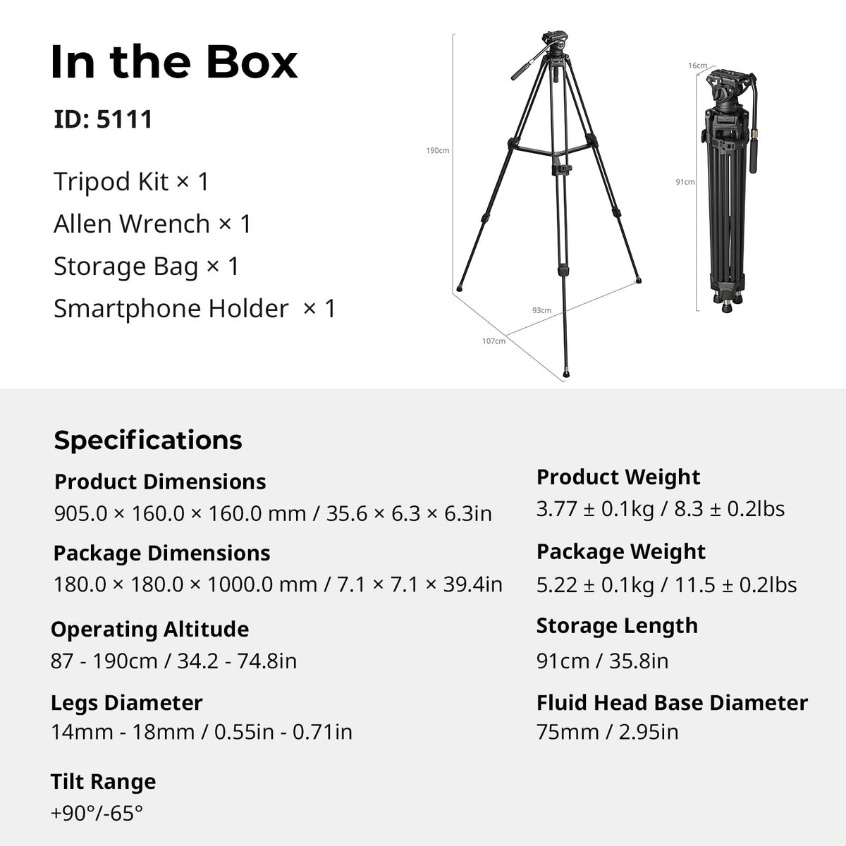 Carbon Fiber Tripod with Fluid Head A90911