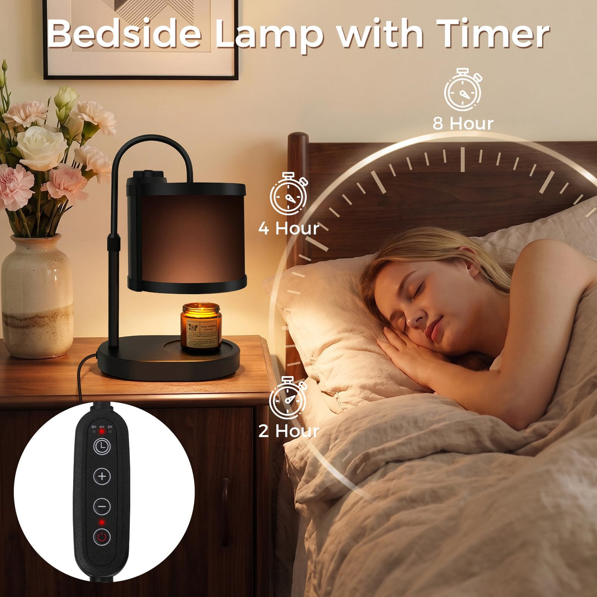 Black Candle Warmer Lamp with Timer and Dimmer D966432
