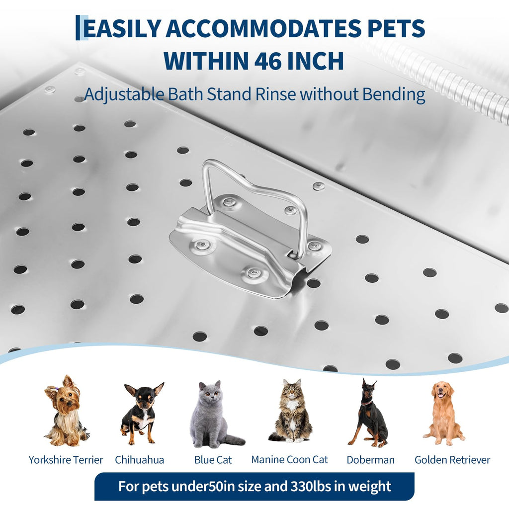 46 Inch Stainless Steel Dog Washing Station with Access Stairs N255