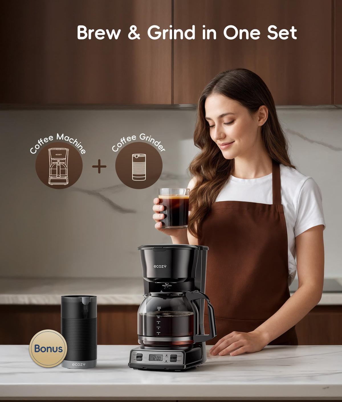 12-Cup Drip Coffee Maker with Electric Coffee Grinder F9595