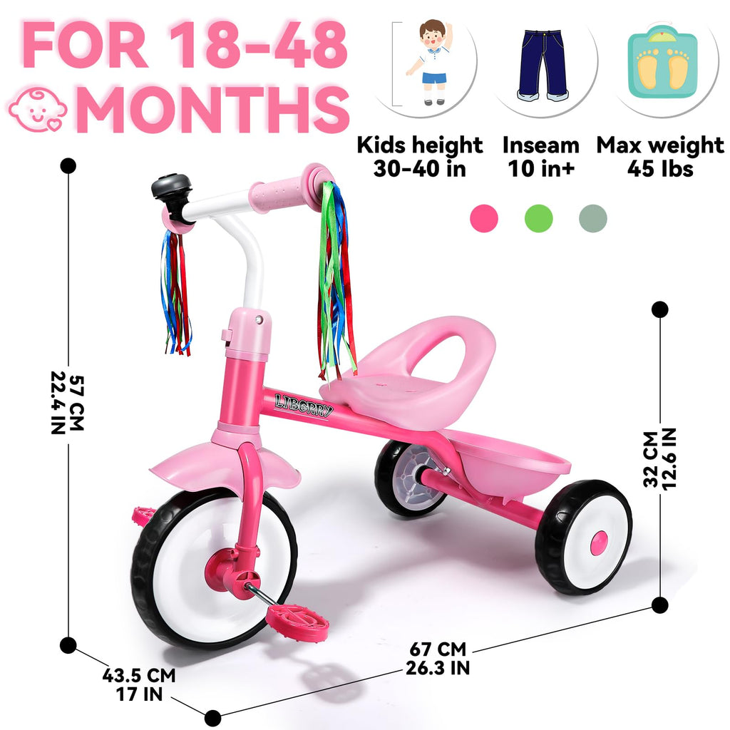 Pink 3 Wheel Toddler Tricycle L618