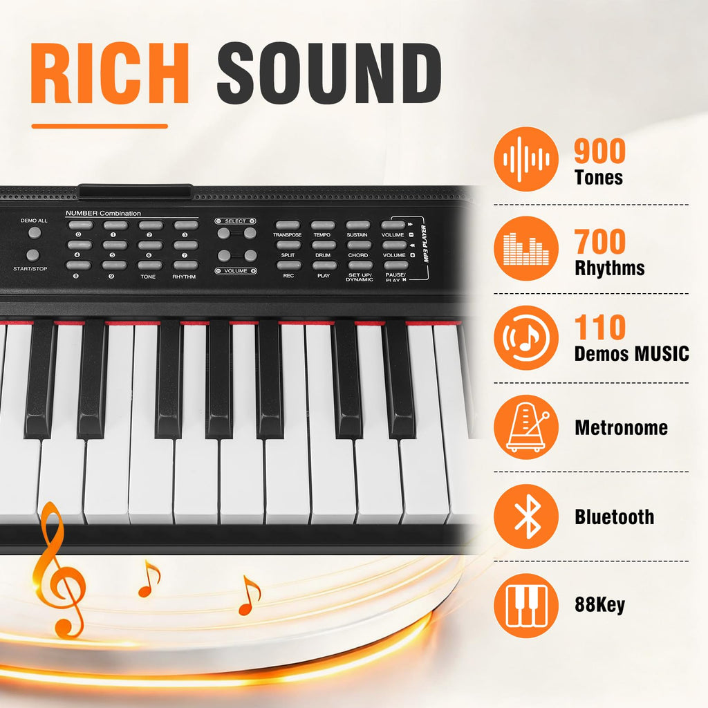 88 Key Semi Weighted Digital Piano with Stand D57058