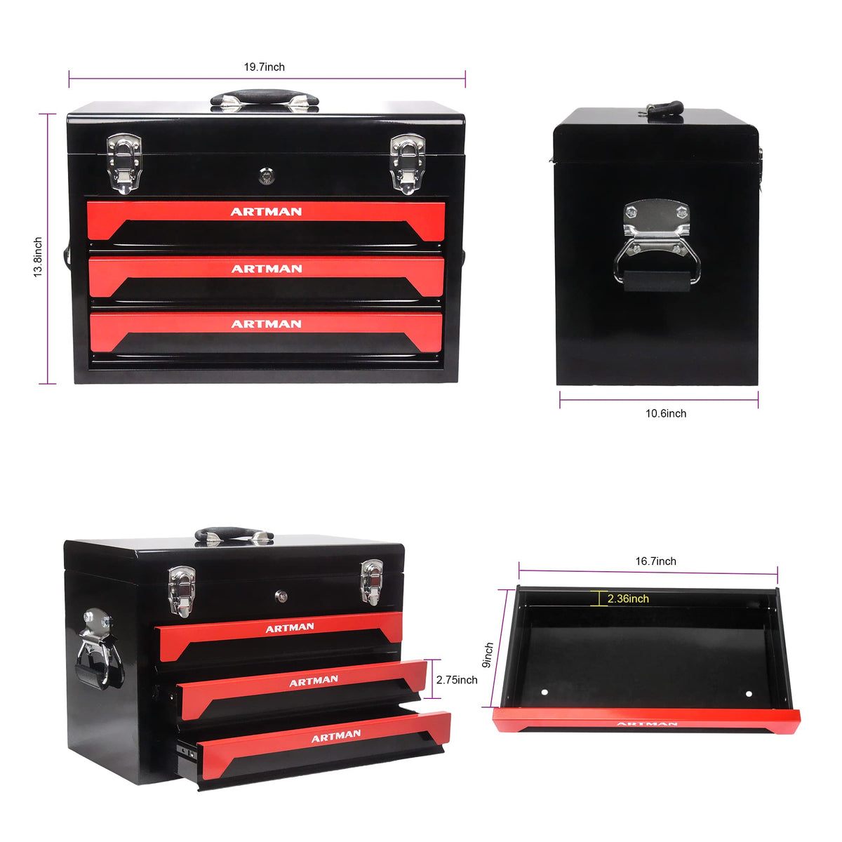 3-Drawer Steel Tool Chest with 439-Piece Mechanics Tool Set D50863