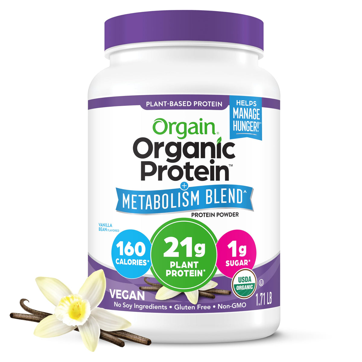 Organic Vegan Protein Powder Vanilla 1.71lb M3996