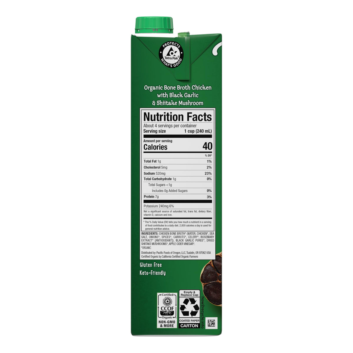 Organic Chicken Bone Broth with Black Garlic & Shiitake Mushroom 32 Ounce D3147