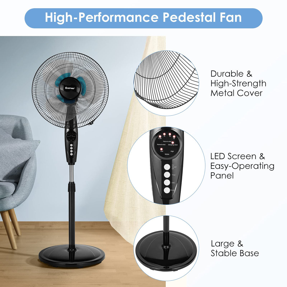 16-Inch Oscillating Pedestal Fan T8462