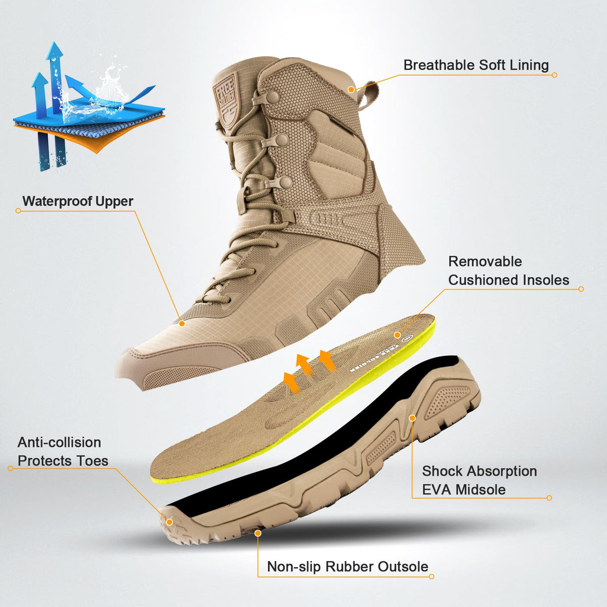 Men's Waterproof Tactical Work Boots T3984
