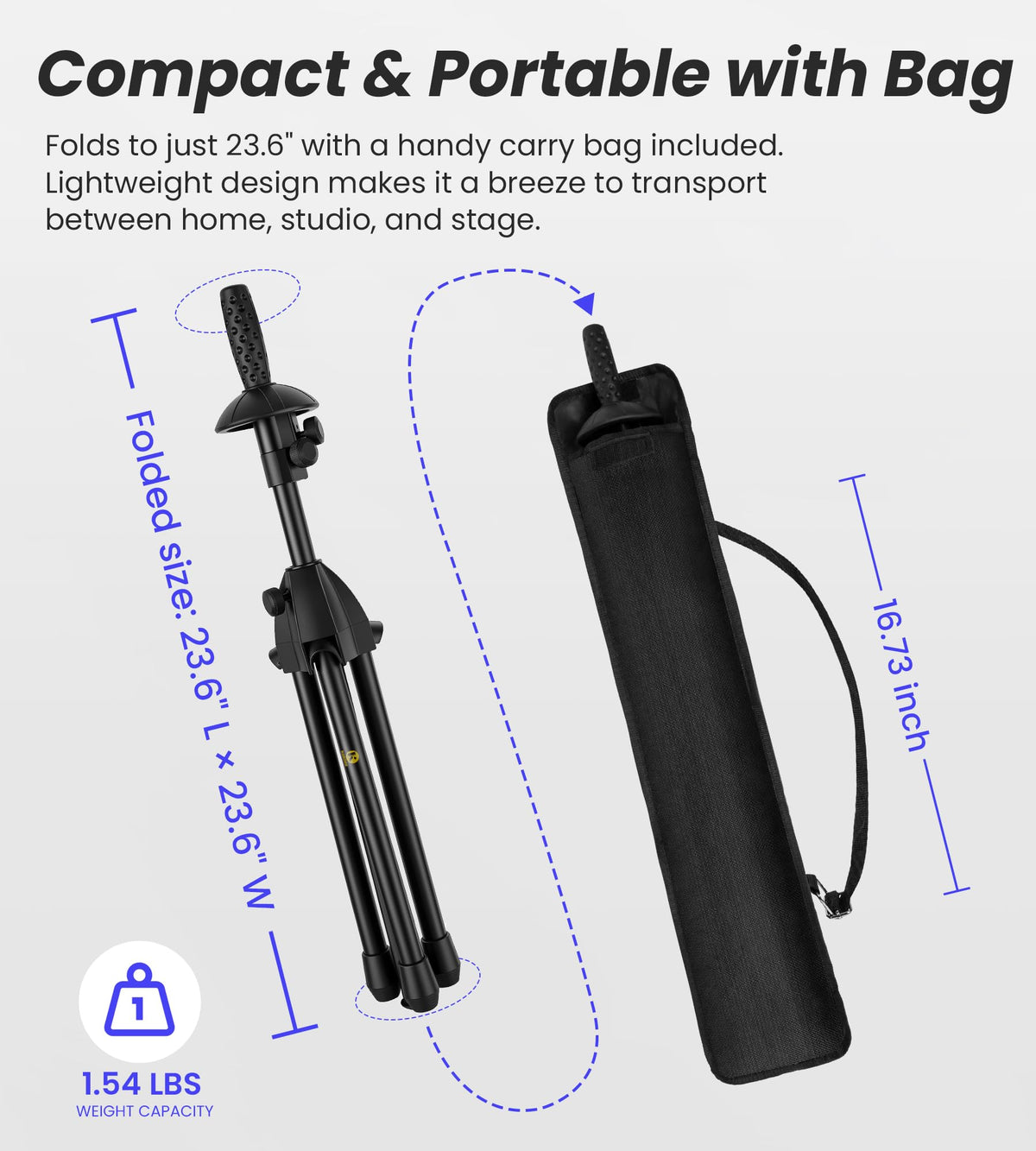 Portable Trombone Stand Adjustable Height with Bag K266