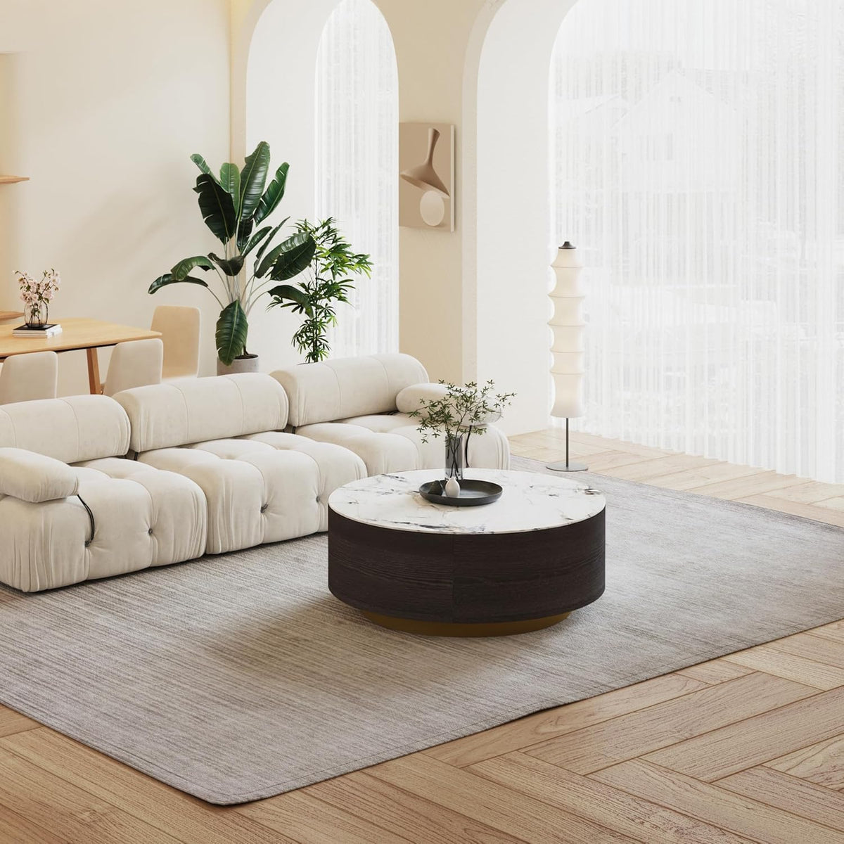 Round Coffee Table with 2 Drawers X377342