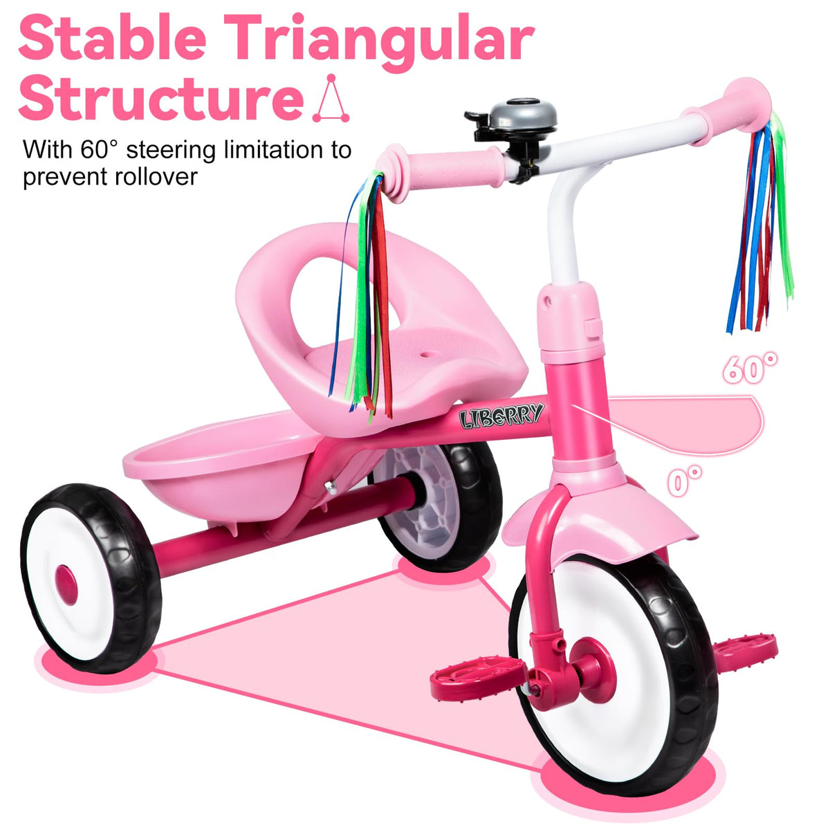 Pink 3 Wheel Toddler Tricycle L618