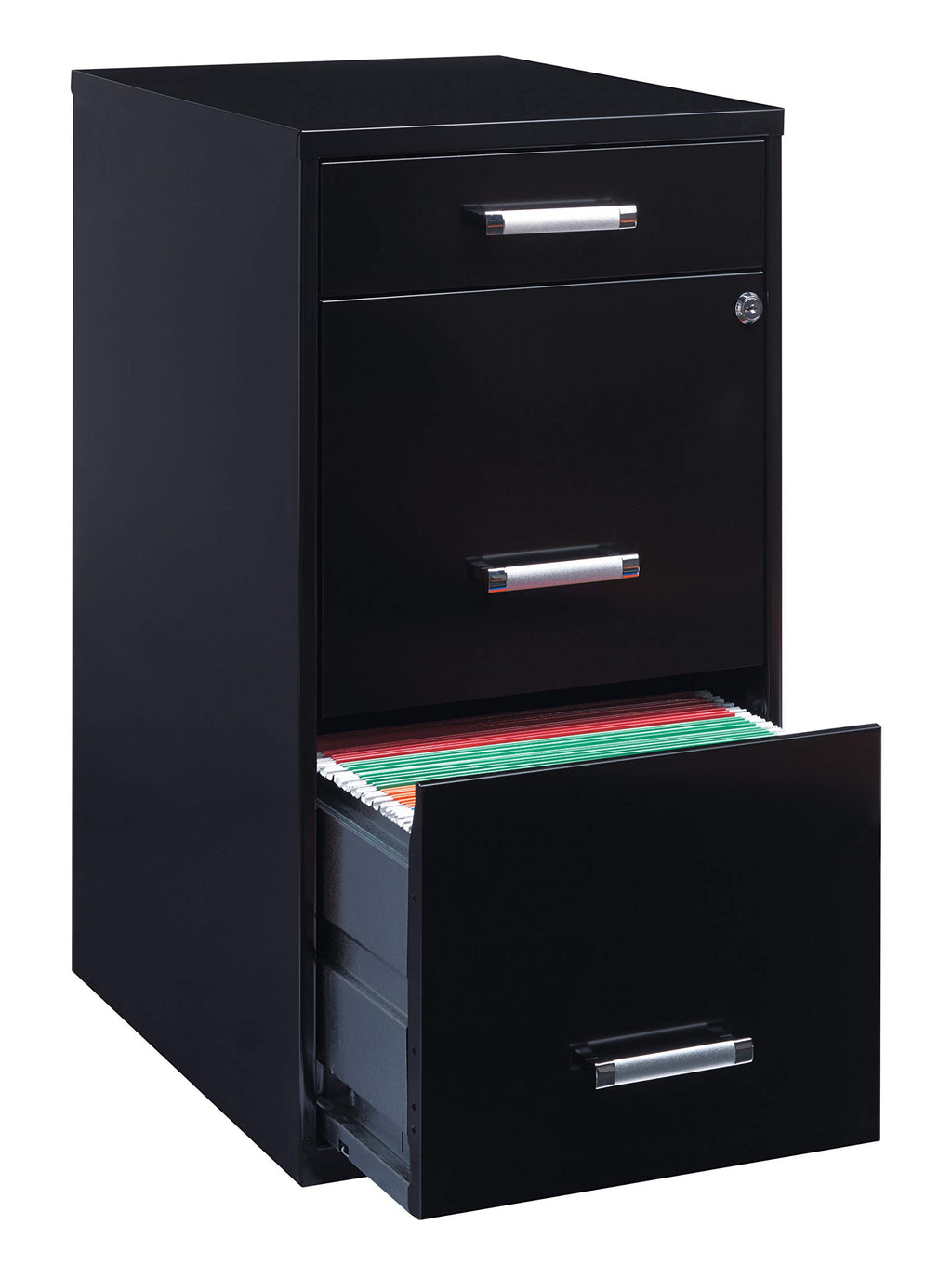 3 Drawer Metal File Cabinet with Pencil Drawer, Black W104