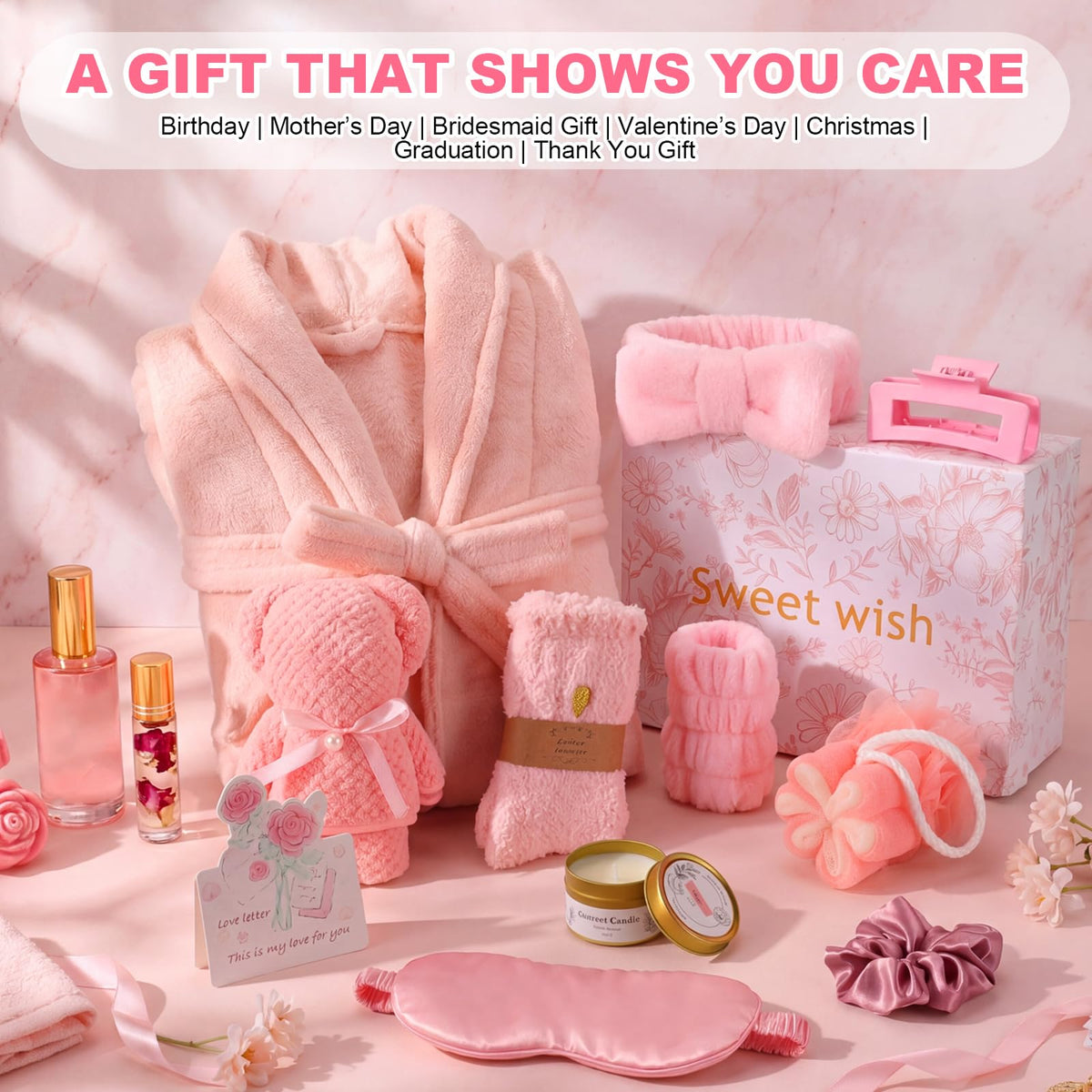 11 Pcs Pink Spa Gift Basket M342691