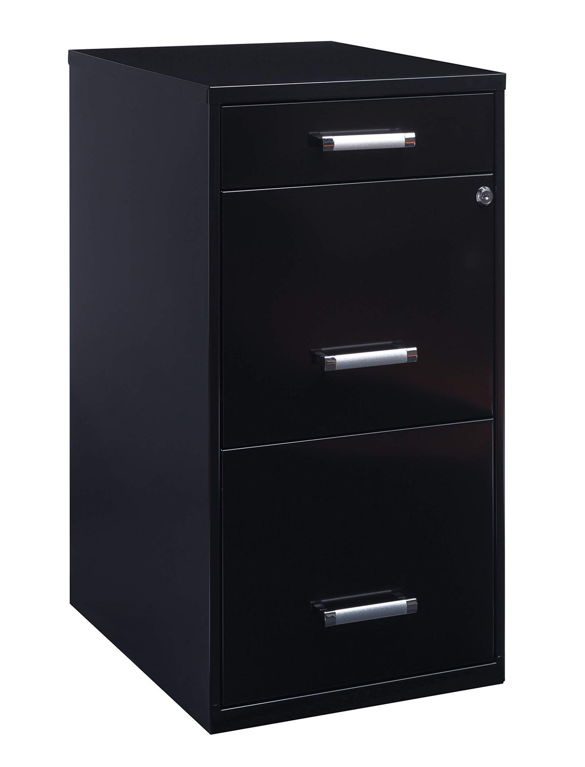 3 Drawer Metal File Cabinet with Pencil Drawer, Black W104
