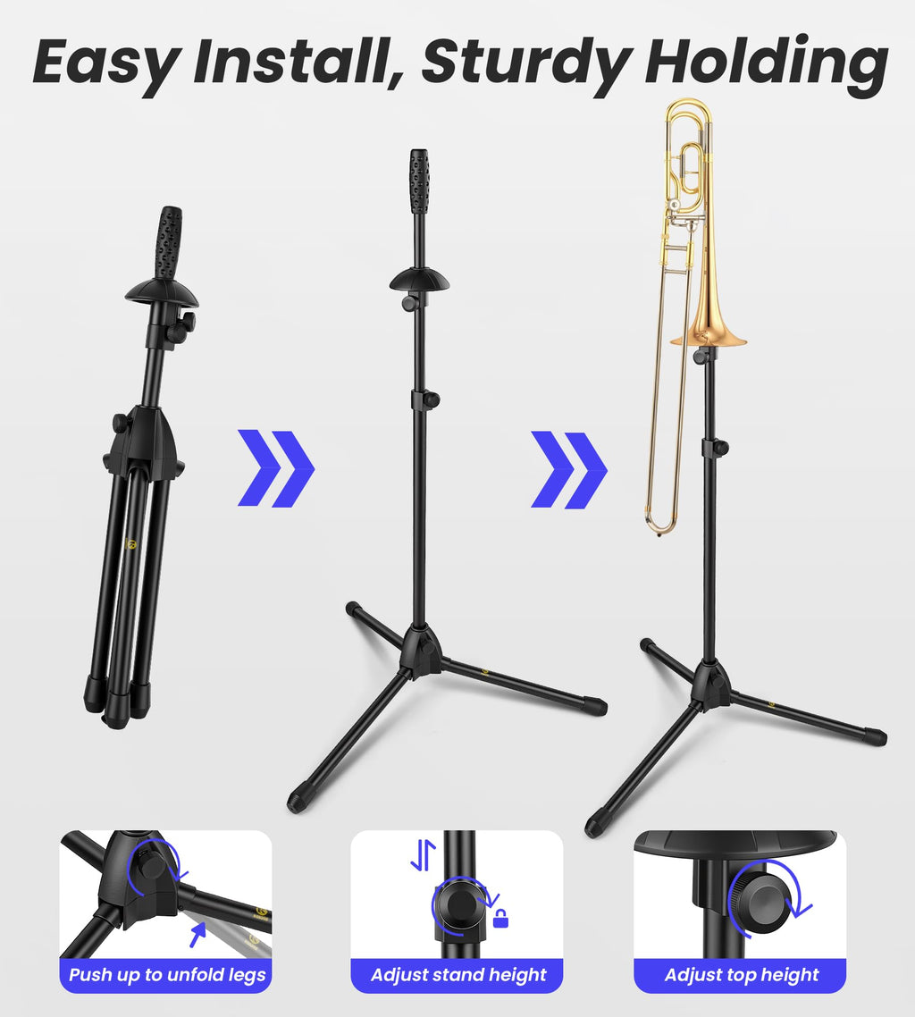 Portable Trombone Stand Adjustable Height with Bag K266