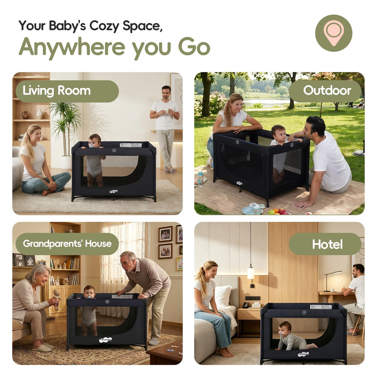 Portable Black Baby Playard O4379