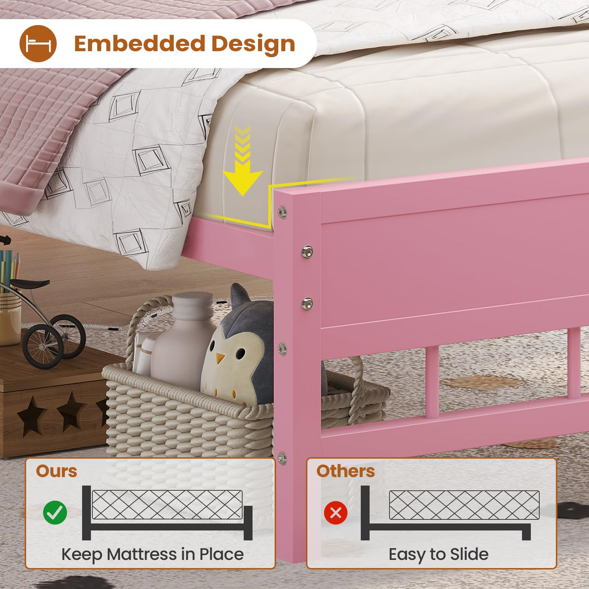 Twin Bed Frame with Storage Headboard O774
