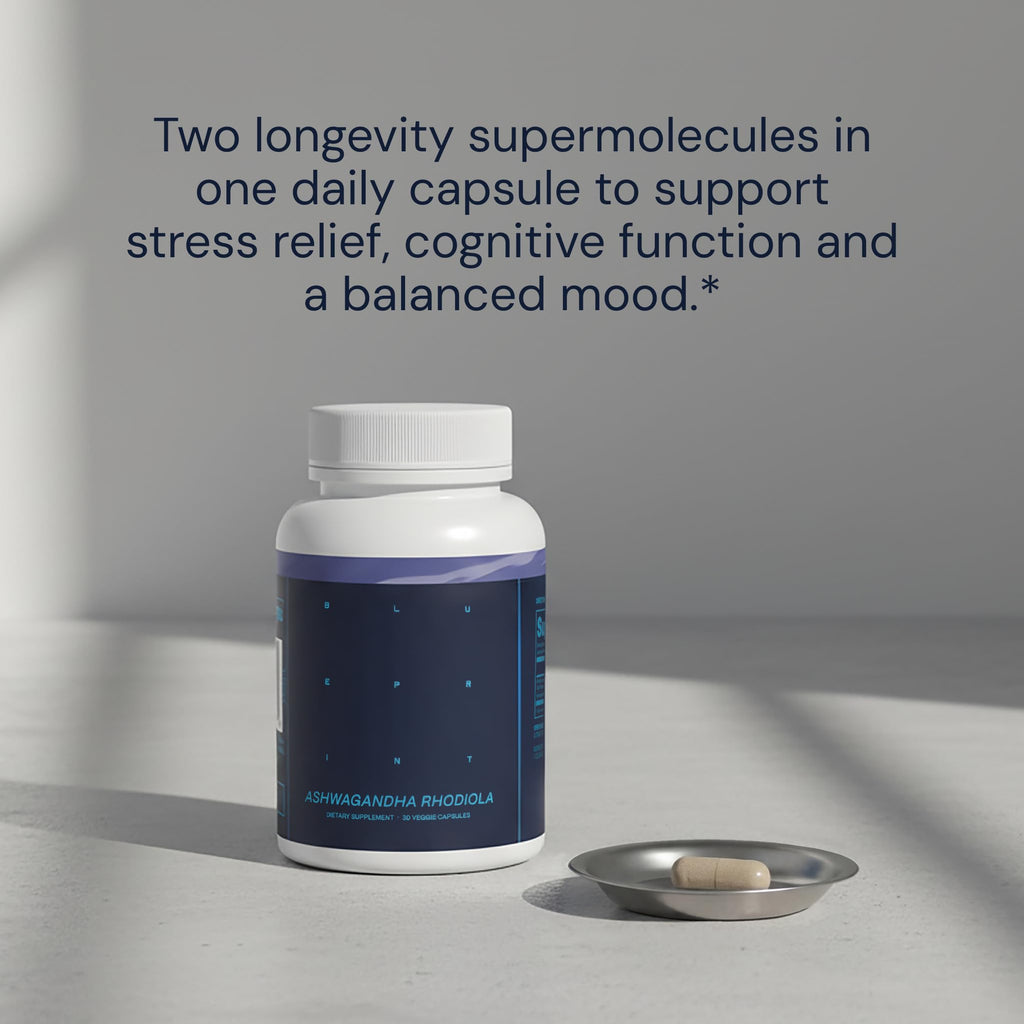 Ashwagandha & Rhodiola 120mg Adaptogen Capsules 30 Vegan Capsules Q45208