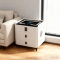White Nightstand with Charging Station and LED Lights A145