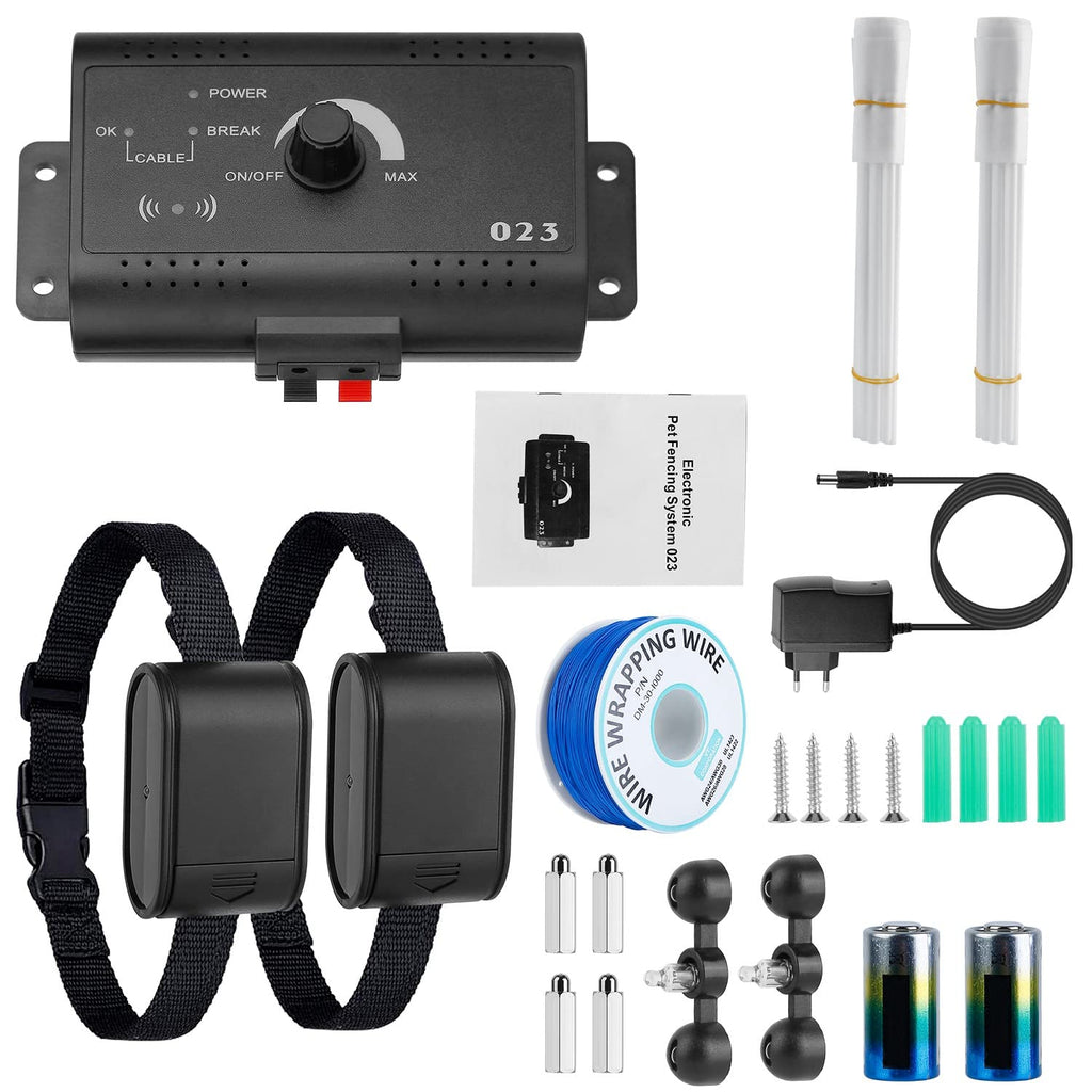 Electric Dog Fence System for 2 Dogs with 2 Waterproof Receiver Collars B3128