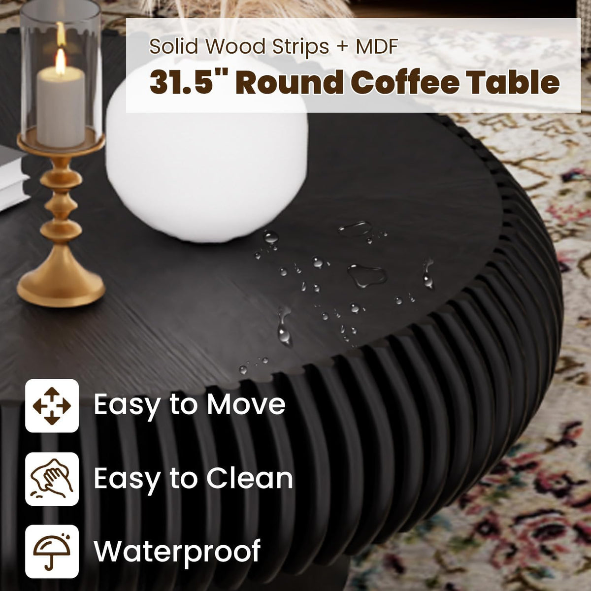31.5" Black Drum Coffee Table B2839