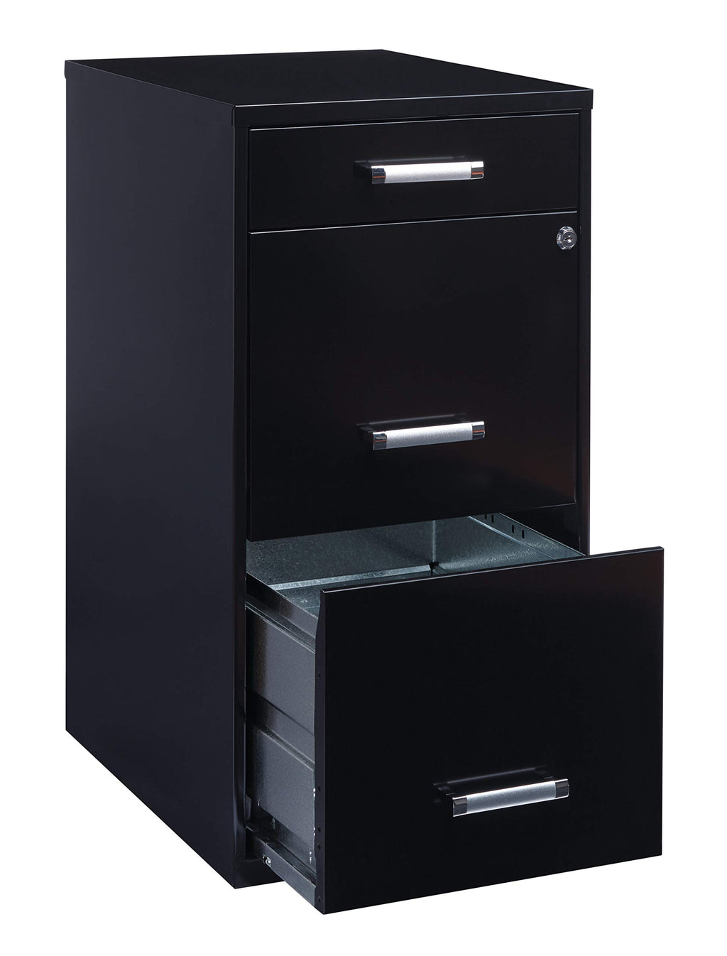 3 Drawer Metal File Cabinet with Pencil Drawer, Black W104