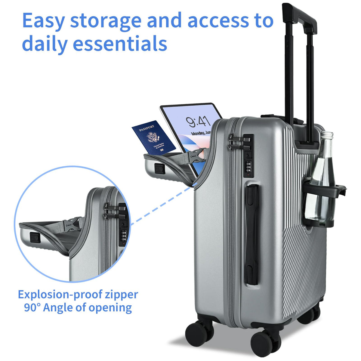 20 inch Hardshell PC Carry on Luggage with Wheels C9166