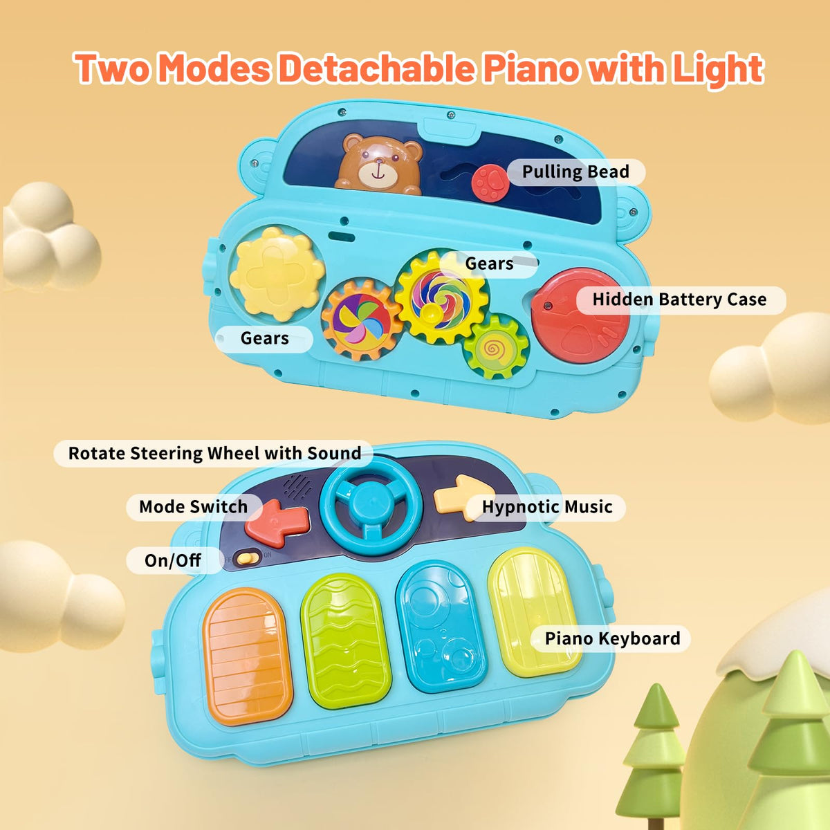 Baby Gym Play Mat & Baby Walker with Music and Light R5553