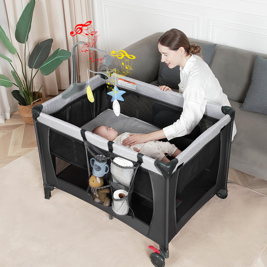 Black Baby Bassinet Playpen J91960