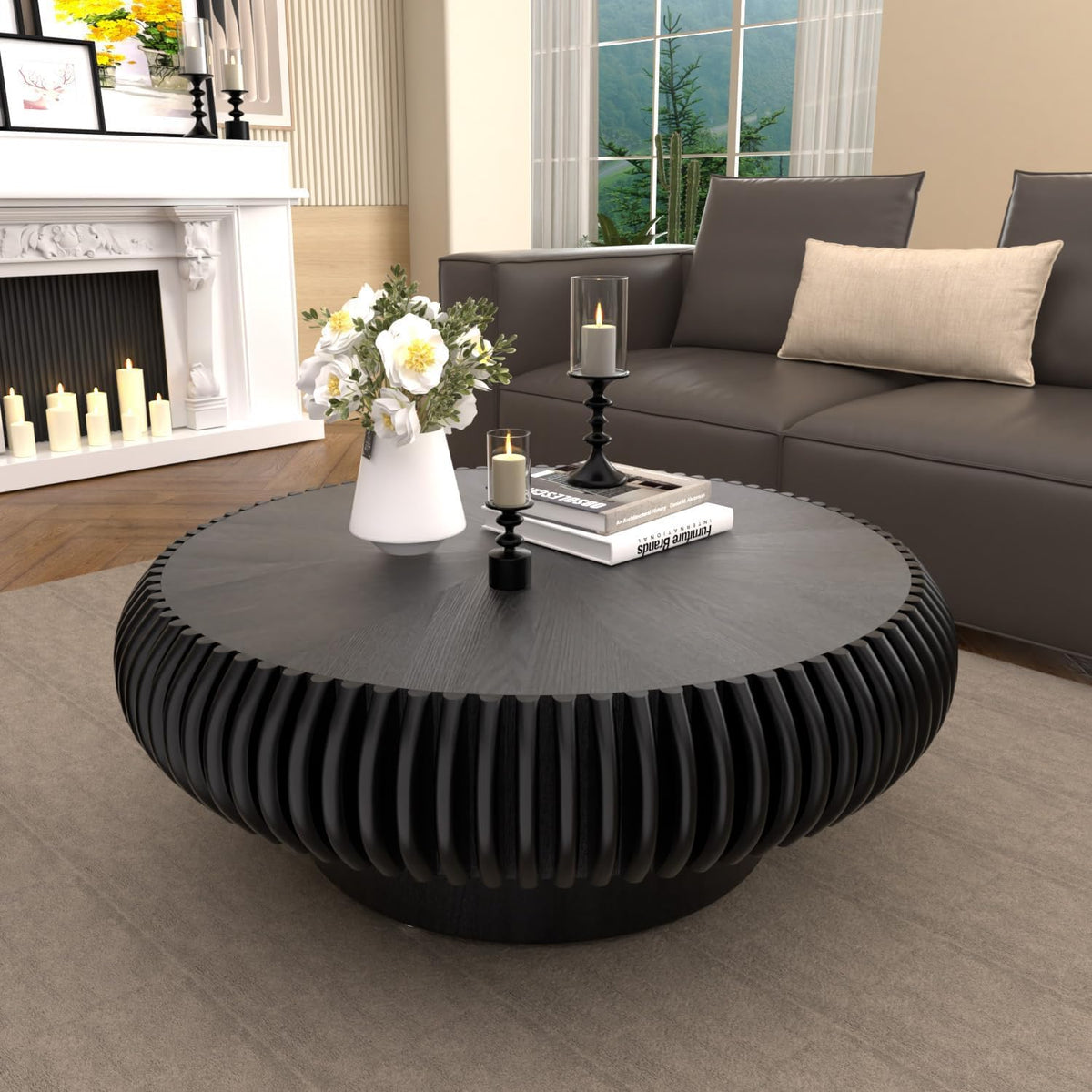 31.5" Black Drum Coffee Table B2839