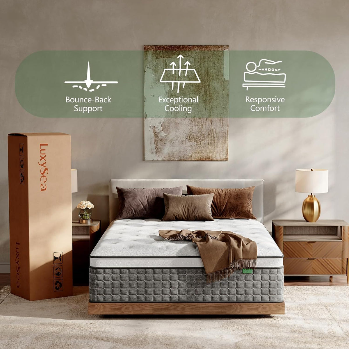 Full Size 12 Inch Medium Firm Hybrid Mattress in a Box T309348