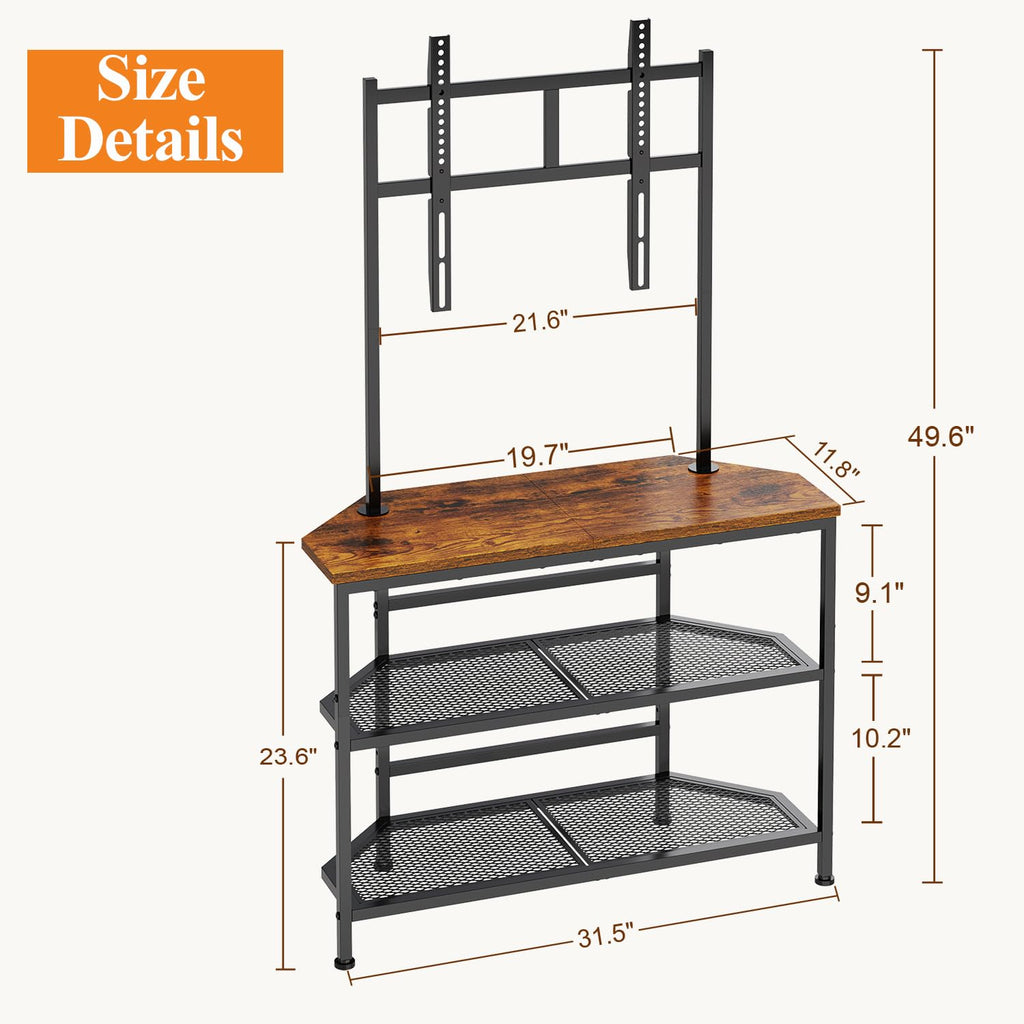 23" to 60" Corner TV Stand with Mount and Storage Shelves H53618